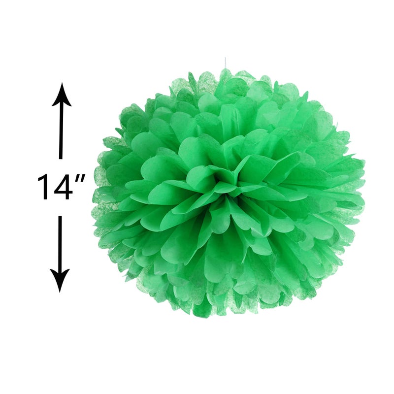 Adeer 14" Green Tissue Pom Poms Kit DIY Decorative Paper Flowers Ball for Birthday Party Wedding Baby Shower Home Outdoor Hanging Decorations, Pack of 10 - Image 2